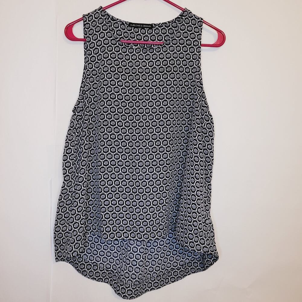 Harlow & Graham black and white geometric print sleeveless top Med Career boho